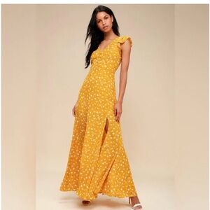 Yellow Floral Lulus Maxi Dress for Sale!
